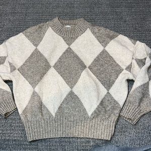 Mock neck argyle sweater